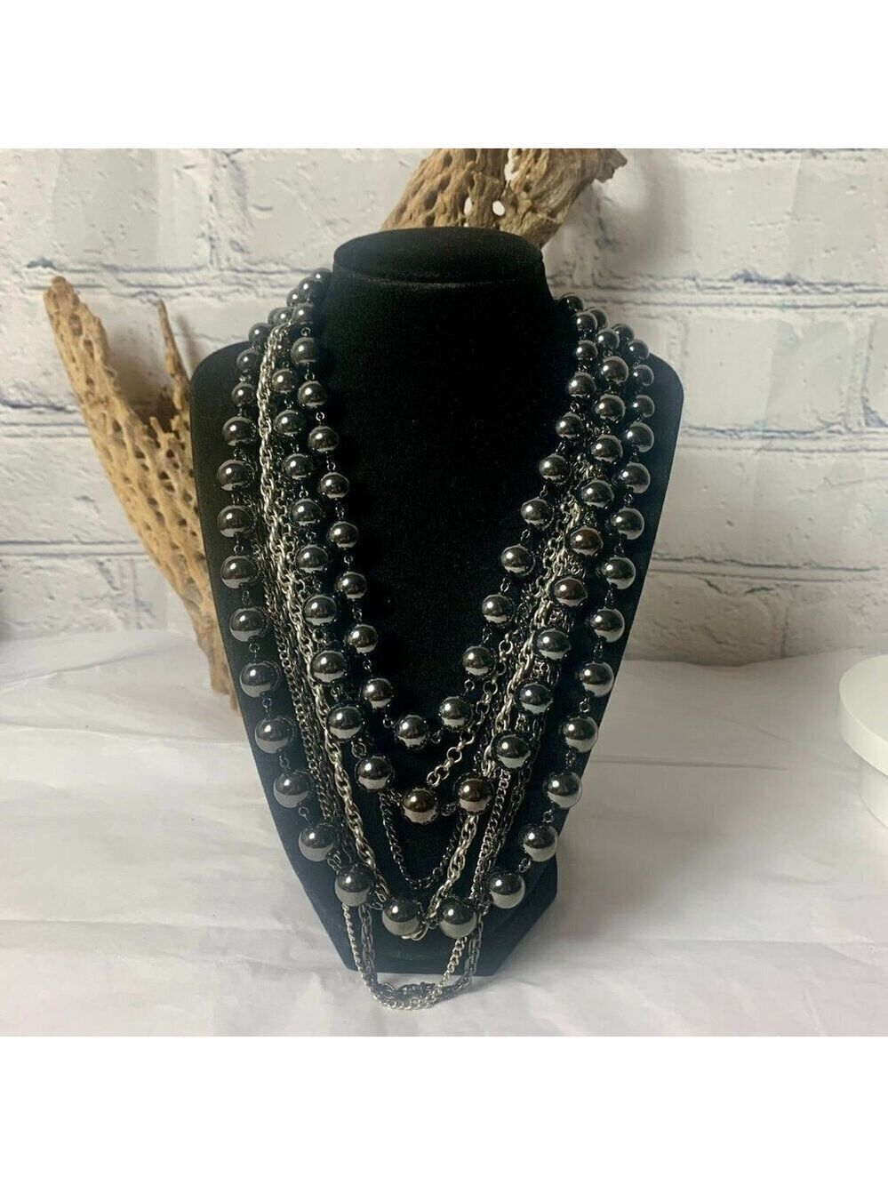 Hematite Chain Strand Necklace 18 Inch